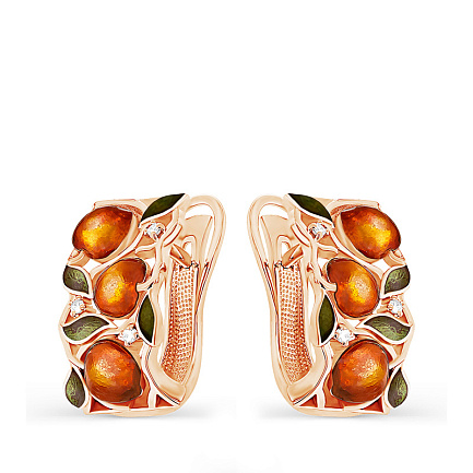 Серьги с английским замком из красного золота с бриллиантами