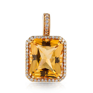 Подвеска из желтого золота с бриллиантами, цитрином