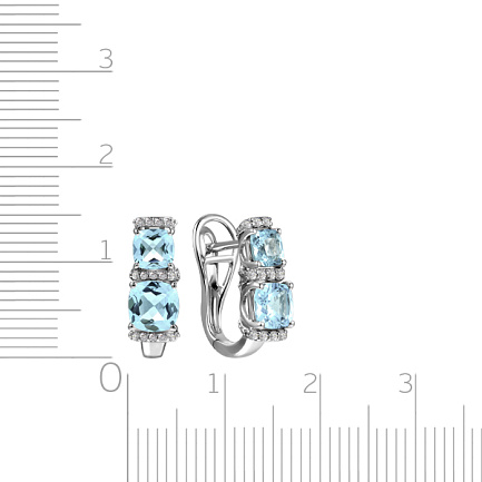 Серьги с английским замком из белого золота с бриллиантами