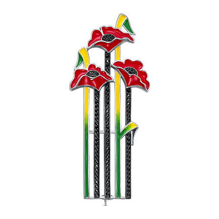 Брошь из серебра с фианитами