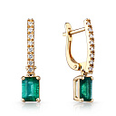 Серьги с английским замком из желтого золота с бриллиантами