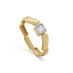 Кольцо из желтого золота с бриллиантом