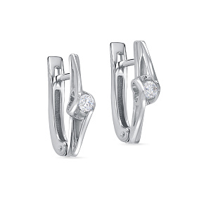 Серьги с английским замком из белого золота с бриллиантами