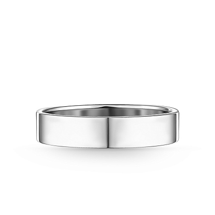 Кольцо обручальное гладкое из белого золота