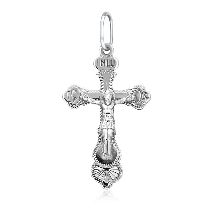 Крест ручной работы из белого золота