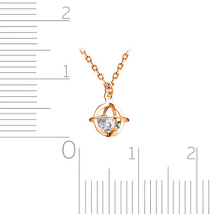 Колье из красного золота с фианитом, плетение якорное