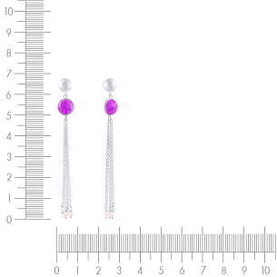 Пусеты из серебра с кианитом, жемчугом