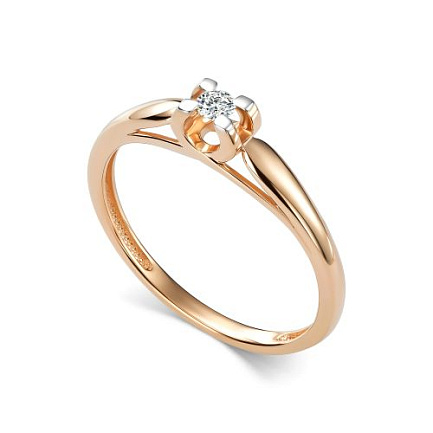 Кольцо из красного золота с бриллиантом