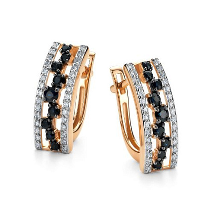 Серьги с английским замком из красного золота с бриллиантами