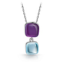 Колье из белого золота с аметистом, топазом, плетение якорное