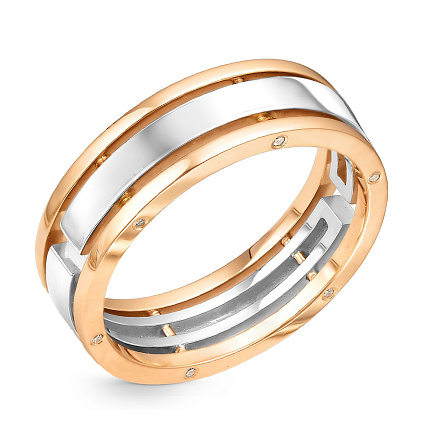 Кольцо обручальное из комбинированного золота