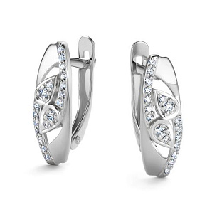 Серьги из белого золота с бриллиантом