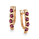 Серьги с английским замком из красного золота с рубинами
