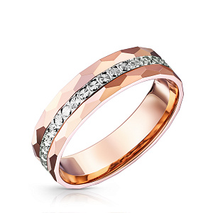 Кольцо обручальное с алмазной гранью