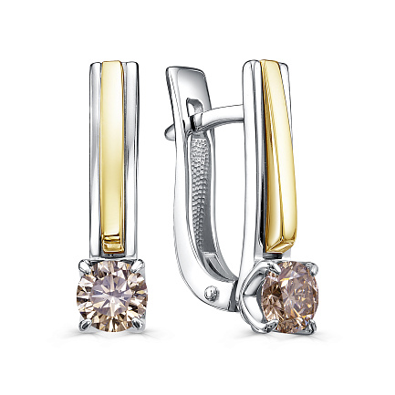 Серьги с английским замком из белого золота с бриллиантами