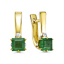 Серьги с английским замком из желтого золота с бриллиантами