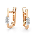 Серьги с английским замком из красного золота с бриллиантами