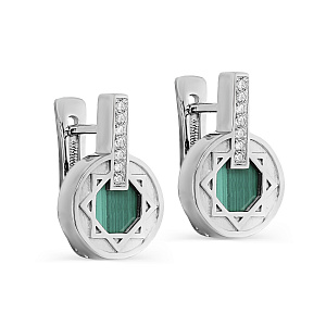 Серьги с английским замком из серебра с фианитами