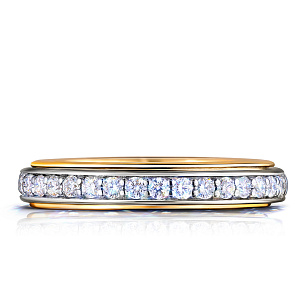 Кольцо обручальное из комбинированного золота с бриллиантами