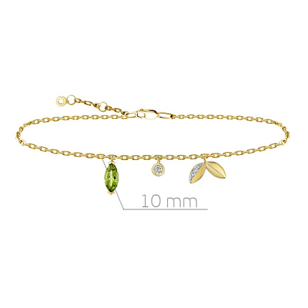 Браслет декоративный из желтого золота с бриллиантами, плетение якорное