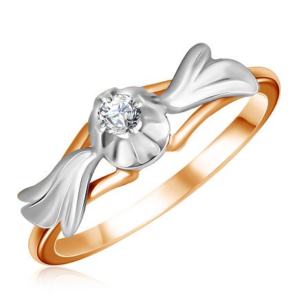 Кольцо из красного золота с бриллиантом