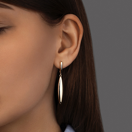 Серьги с английским замком из желтого золота