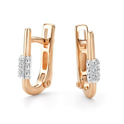 Серьги с английским замком из красного золота с бриллиантами