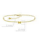 Браслет на ногу декоративный из желтого золота с фианитом, плетение якорное