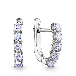 Серьги с английским замком из белого золота с бриллиантами