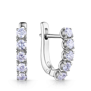 Серьги с английским замком из белого золота с бриллиантом