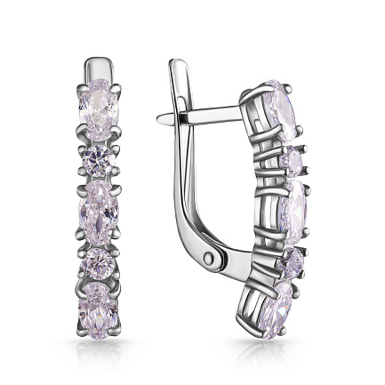 Серьги с английским замком из серебра с фианитом