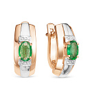 Серьги из красного золота с бриллиантами, изумрудами