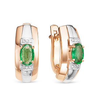 Серьги из красного золота с изумрудом