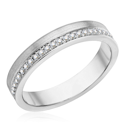 Кольцо обручальное из белого золота с бриллиантами