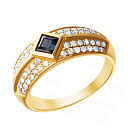 Кольцо из желтого золота с бриллиантами, топазом