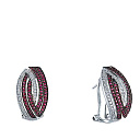 Серьги из белого золота с бриллиантами, рубинами