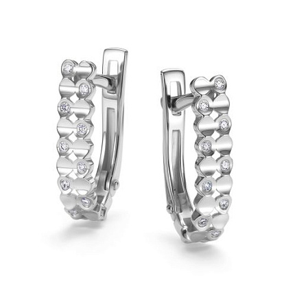 Серьги с английским замком из белого золота