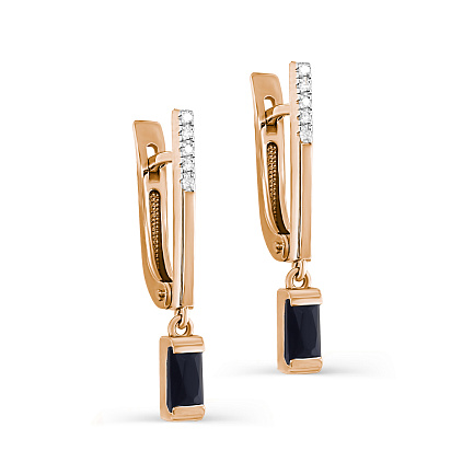 Серьги с английским замком из красного золота с бриллиантами