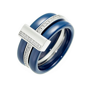 Кольцо из серебра с керамиками и циркониями