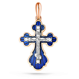 Крест из красного золота с бриллиантами