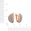 Серьги с английским замком из красного золота с фианитом