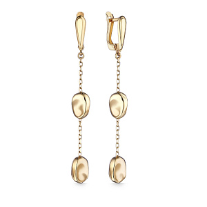 Серьги с английским замком из желтого золота