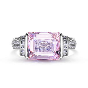 Кольцо из белого золота с бриллиантами и морганитом