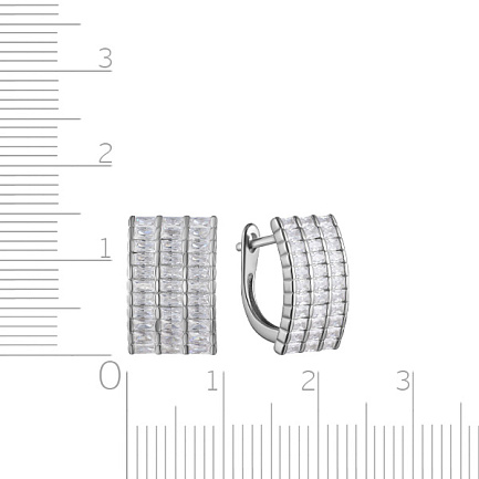 Серьги с английским замком из серебра с фианитом