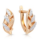 Серьги с английским замком из красного золота с фианитом