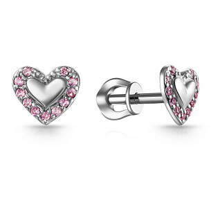 Пусеты из серебра с корундом