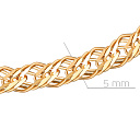 Браслет автомат из красного золота, плетение тройной ромб