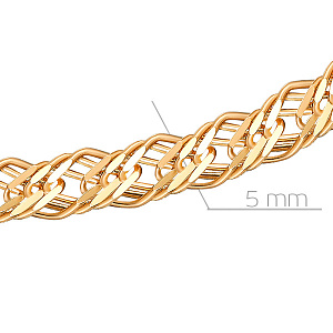 Браслет автомат из красного золота, плетение тройной ромб
