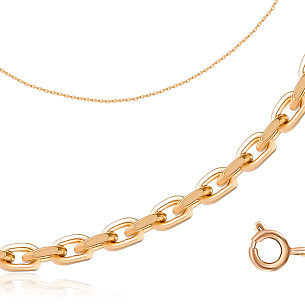 Цепь автомат из красного золота, плетение якорное