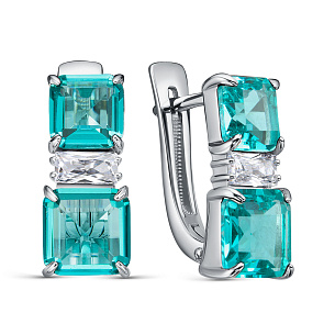 Серьги с английским замком из серебра с фианитом